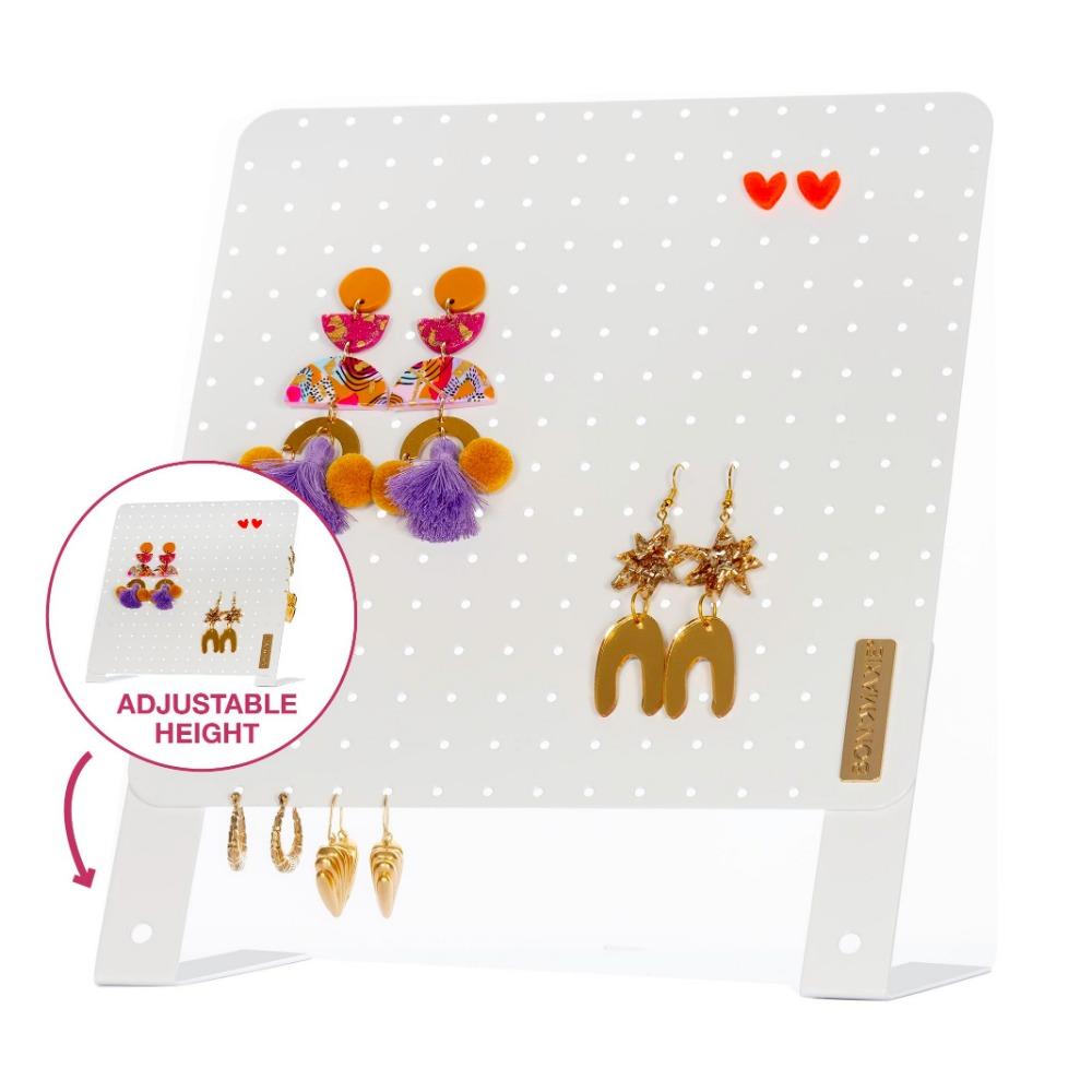 Classic Earring Holder - White - Up to 120 Pairs