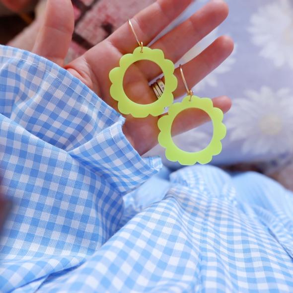 Murphy Made Jewellery // Floral Hoops - Neon Yellow